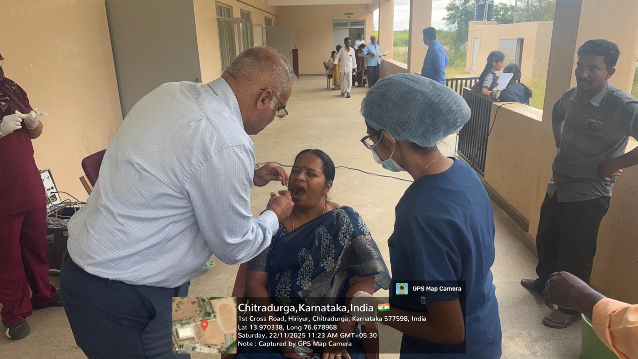 Dental screening in progress at the camp